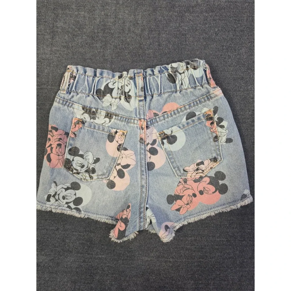 Gap Kids Disney Mickey Minnie Mouse Denim Shorts Paperbag Waist Light Wash 5Y